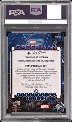 PSA 7 Tom Holland Benedict Cumberbatch Dual Auto/25 Spider-Man NWH Card2