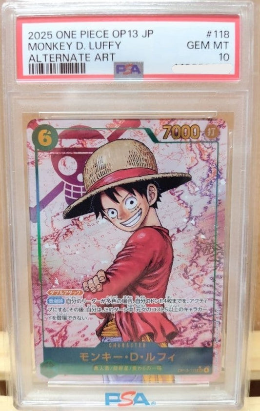 PSA 10 Monkey D. Luffy SEC Alternate Art OP13-118 2025 ONE PIECE Card Japanese1