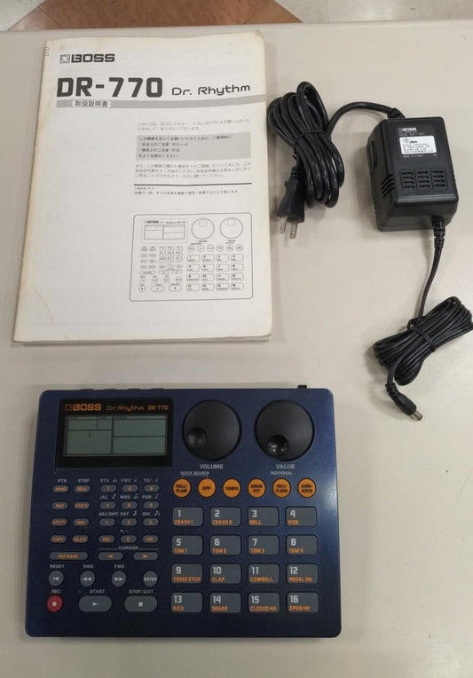 BOSS DR770 Drum Machine Rhythm Machine Compact Groove Box AC Adapter USED1