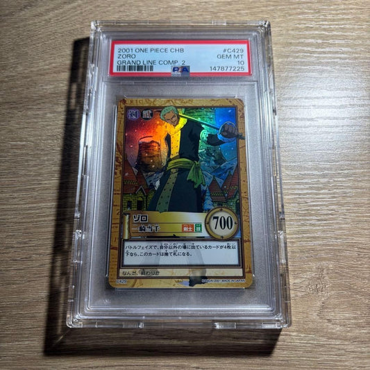 PSA 10 Zoro Ikkitousen Holo C429 2001 One Piece Hyper Battle Carddass JP GEM MT1
