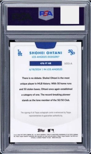 PSA 8 Shohei Ohtani 2024 Topps 50/50 Chrome Black Refractor Auto Signed Card2