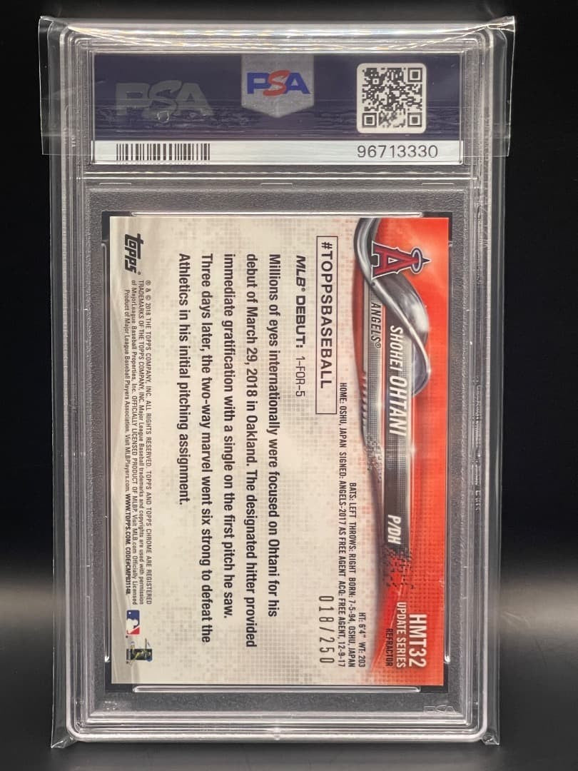 PSA 10 Shohei Ohtani 2018 Topps Chrome Update Refractor Rookie RC #HMT32 GEM MT2