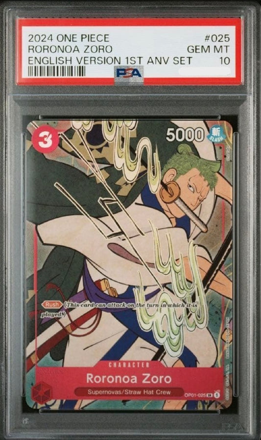 PSA 10 Zoro SR OP01-025 1st Anniversary Set ONE PIECE Promo Card English1