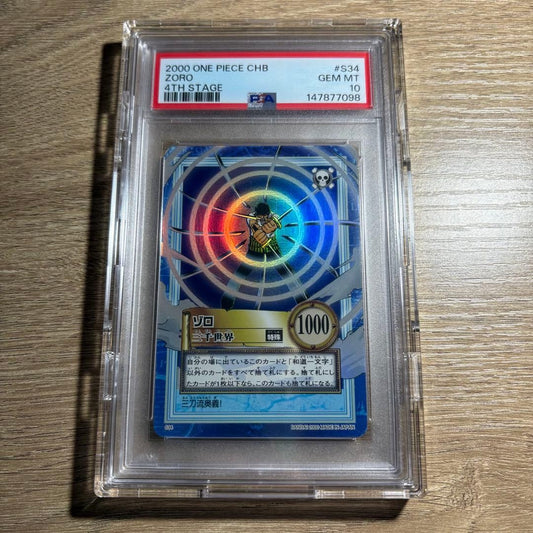 PSA 10 Zoro Sanzen Sekai Holo S34 One Piece Hyper Battle Carddass 2000 JP1