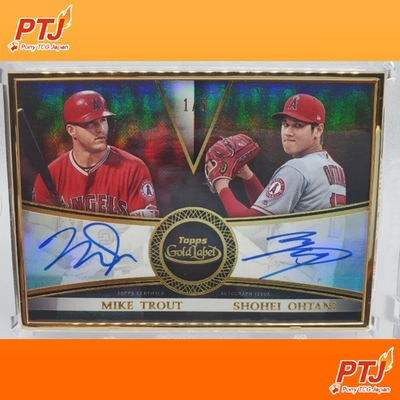 2019 Topps 1/5 Gold Label Dual Auto Shohei Ohtani and Mike Trout Angels Japan0