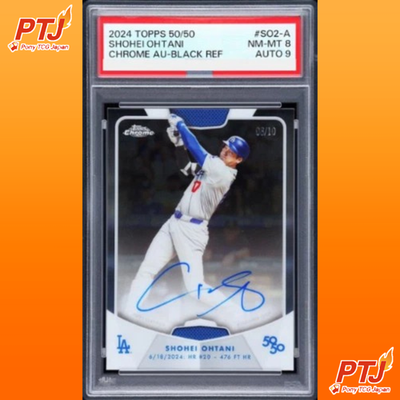 PSA 8 Shohei Ohtani 2024 Topps 50/50 Chrome Black Refractor Auto Signed Card0