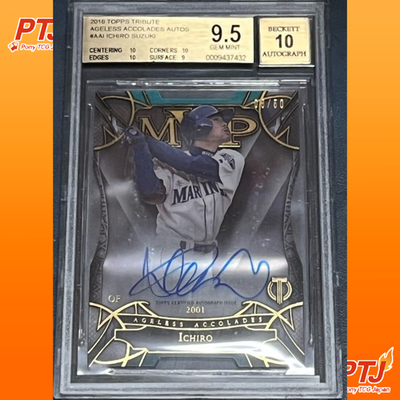 BGS 9.5 2016 Topps Tribute Ageless Accolades Ichiro Auto /50 Gem Mint0