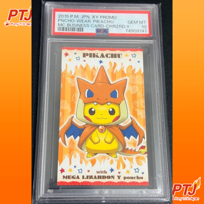 PSA 10 2015 Pokemon XY Promo Pikachu Mega Charizard Y Poncho Business Card0