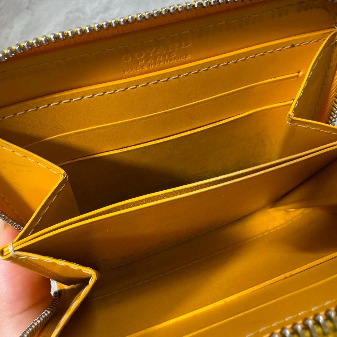 GOYARD Matignon Mini Coin Case Canvas Leather Yellow USED2
