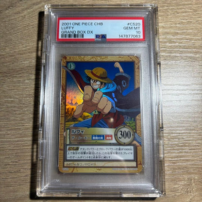 PSA 10 Luffy The Rookie Holo 2001 One Piece Hyper Battle Carddass #C520 GEM MT1