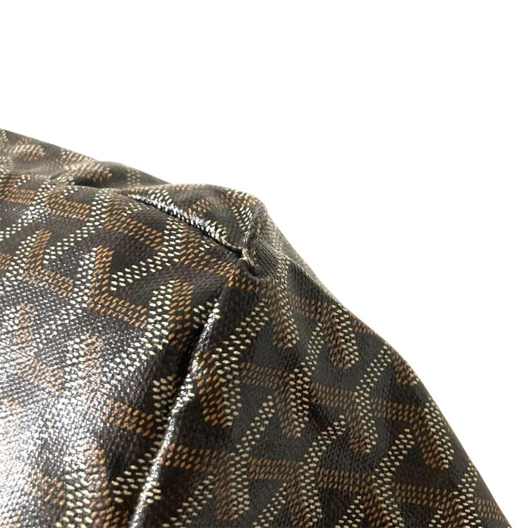 GOYARD Saint Louis PM Tote Bag Black Canvas Leather with Pouch USED11