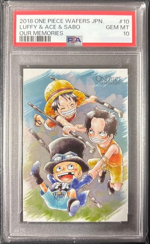PSA 10 Luffy Ace Sabo Our Memories #10 2018 One Piece Wafers Card Japanese1