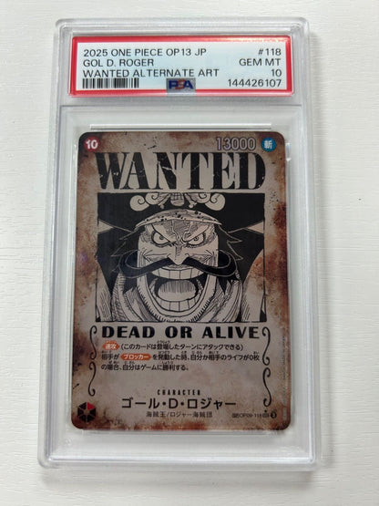 PSA 10 Roger OP09118 SP Alt Art SEC Wanted Carrying on His Will One Piece Card0
