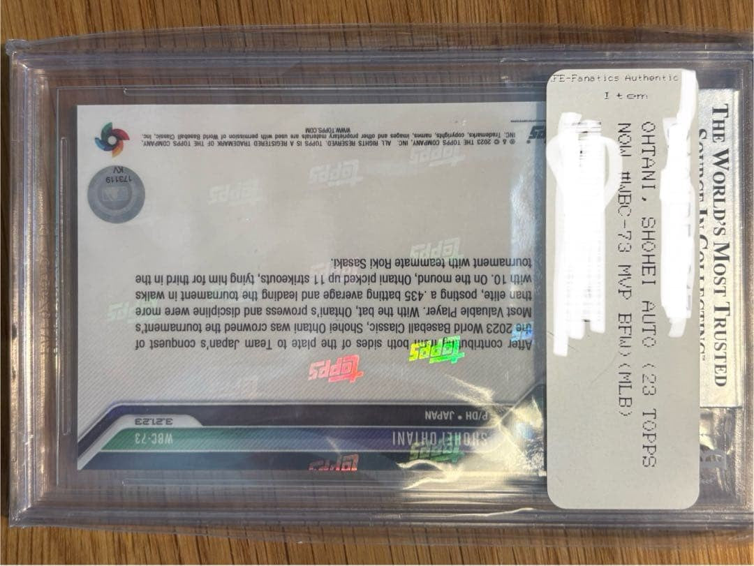Shohei Ohtani 2023 Topps Now WBC-73 BAS Auto Witnessed MVP Japan2