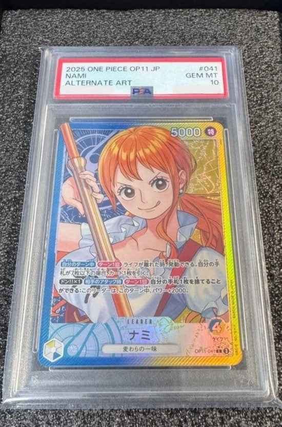 PSA 10 Nami L OP11041 Parallel A Fist of Divine Speed ONE PIECE Card Japanese0