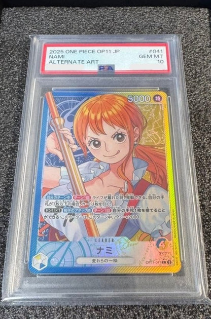 PSA 10 Nami L OP11041 Parallel A Fist of Divine Speed ONE PIECE Card Japanese0