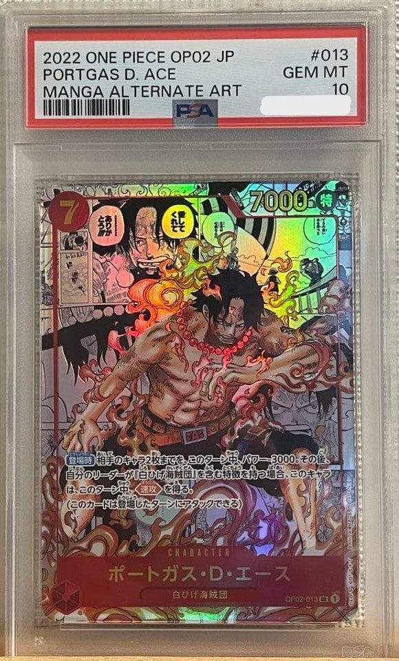 PSA 10 Portgas D Ace OP02-013 SR Comic Parallel Manga Alt Art ONE PIECE Japanese0