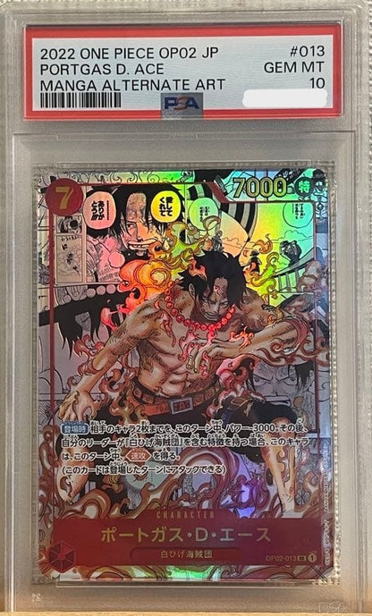 PSA 10 Portgas D Ace OP02-013 SR Comic Parallel Manga Alt Art ONE PIECE Japanese0
