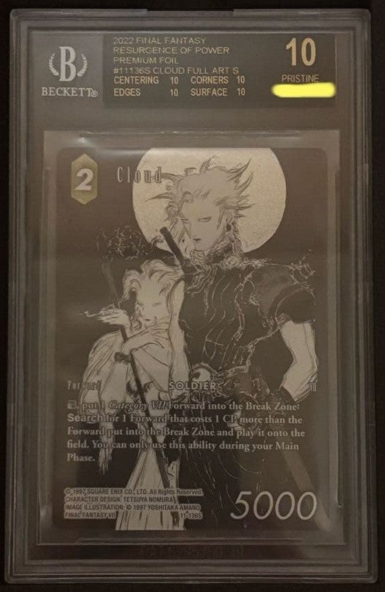 BGS 10 Cloud Full Art #136S Resurgence of Power Final Fantasy TCG Pristine Foil1
