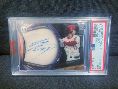 PSA 7 Topps Tribute Autographs Shohei Ohtani SO Purple /50 Rookie RC Auto 20182