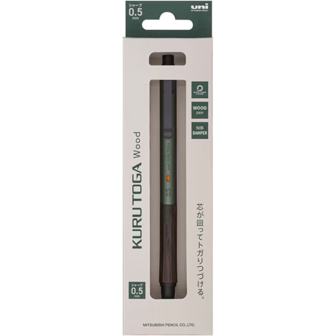 Uni Kuru Toga Wood Mechanical Pencil 0.5mm Forest Green M5KW1P.88 Mitsubishi0