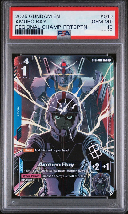 PSA10 Gundam Card Game ST01-010 Amuro Ray WORLD CHAMPIONSHIPS 25-26 ASIA1