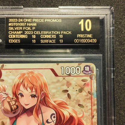 BGS 10 Black Label Nami ST01-007 Promo Silver Foil One Piece Card Championship3