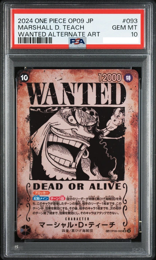 PSA 10 Teach SR-SPC OP09-093 Wanted Emperors in the New World ONE PIECE Japanese1