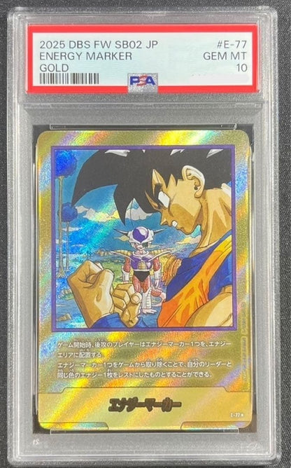 PSA 10 E-77 Gold Energy Marker Dragon Ball Fusion World TCG Japanese Card0