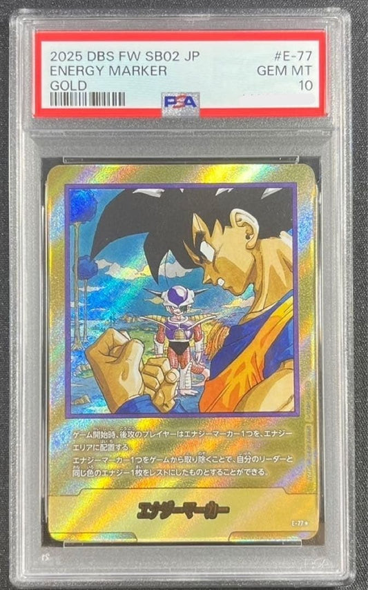PSA 10 E-77 Gold Energy Marker Dragon Ball Fusion World TCG Japanese Card0