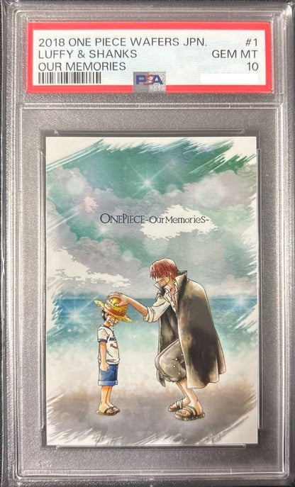 PSA 10 Luffy Shanks Our Memories #1 2018 One Piece Wafers Japanese Card1