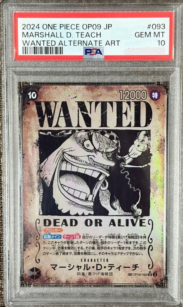 PSA 10 Teach OP09-093 Wanted SR-SPC Emperors in the New World ONE PIECE Japanese1