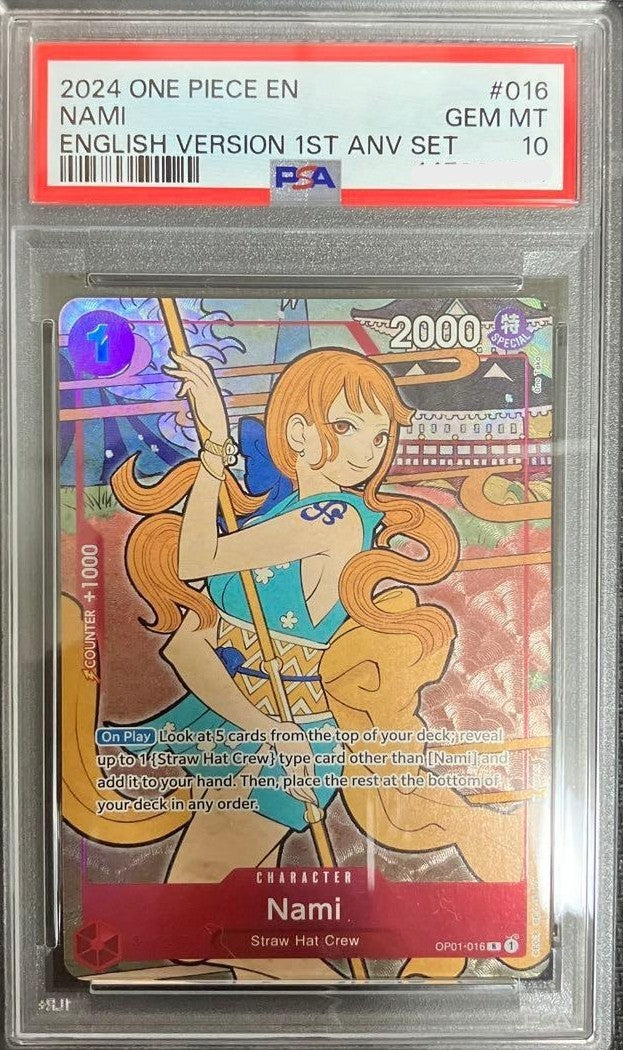 PSA 10 Nami R OP01-016 1st Anniversary Set ONE PIECE Promo Card English1