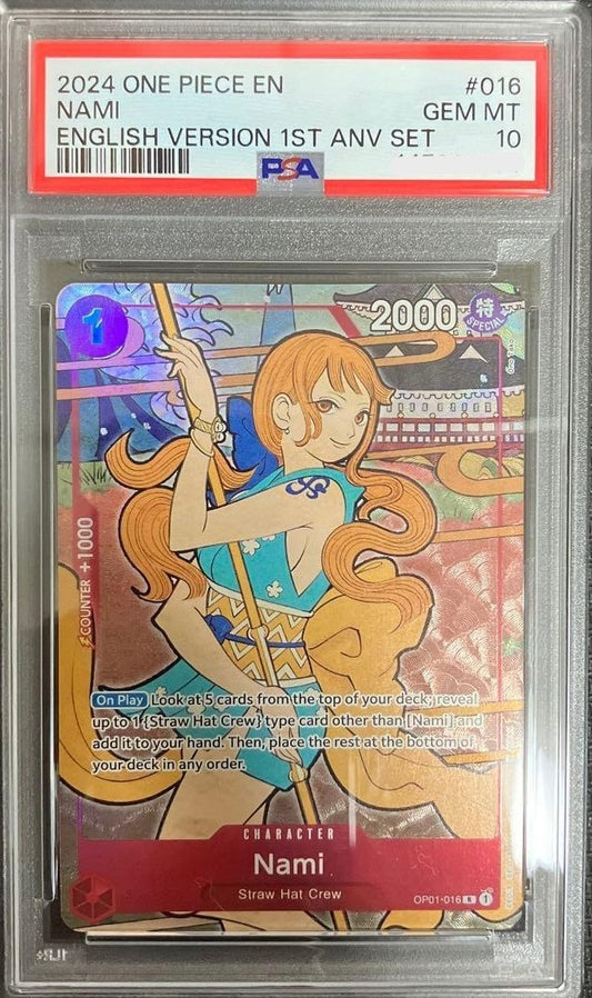 PSA 10 Nami R OP01-016 1st Anniversary Set ONE PIECE Promo Card English1