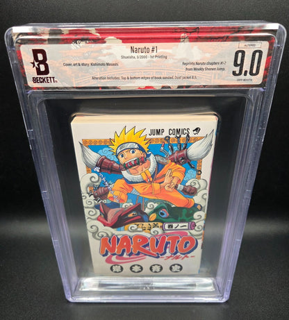 BGS 9.0 NARUTO Vol. 1 1st Printing Japanese Graded Manga JUMP Comics 2000 Obi1