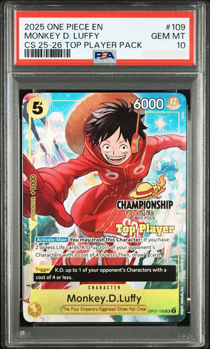 PSA 10 Luffy SR OP07-109 Championship 25-26 Top Player Pack ONE PIECE English1