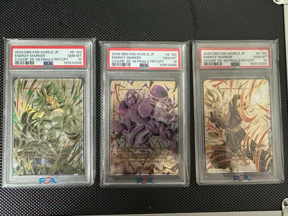 PSA 10 Dragon Ball Super Fusion World JP Finals Energy Marker E-101 E-102 E-1031