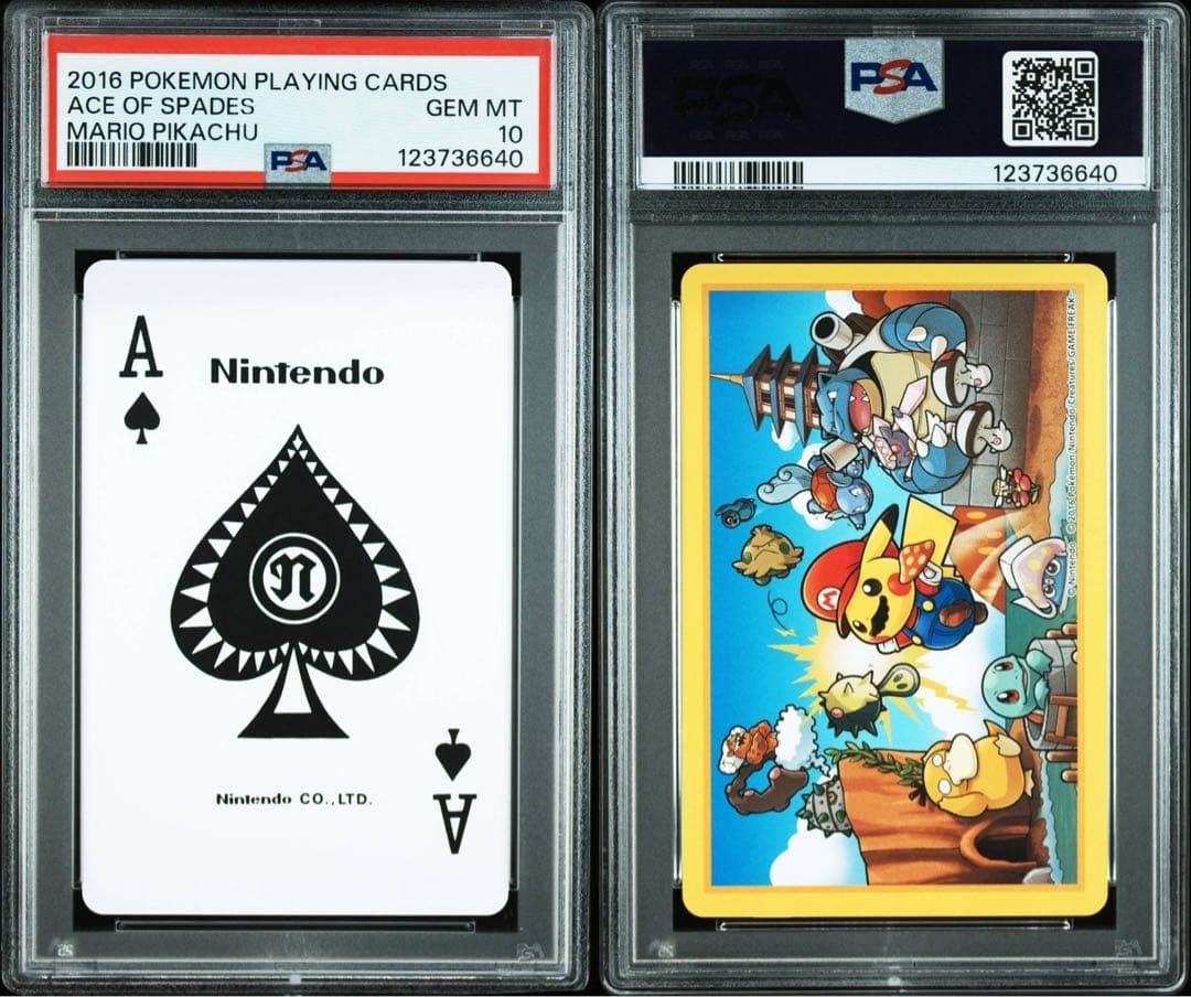 PSA 10 Mario Pikachu Playing Cards Royal Flush Spade Set 5 Card Rare GEM MINT2