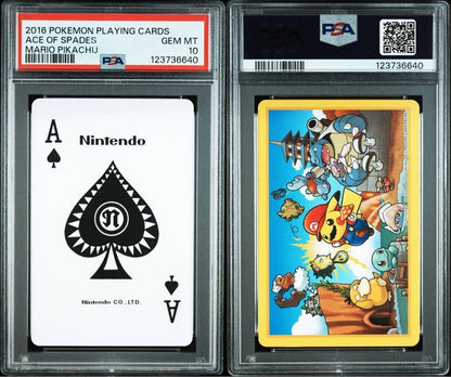 PSA 10 Mario Pikachu Playing Cards Royal Flush Spade Set 5 Card Rare GEM MINT2