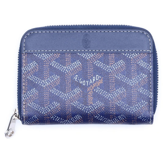 GOYARD Matignon Mini Coin Case Canvas Leather Navy USED0