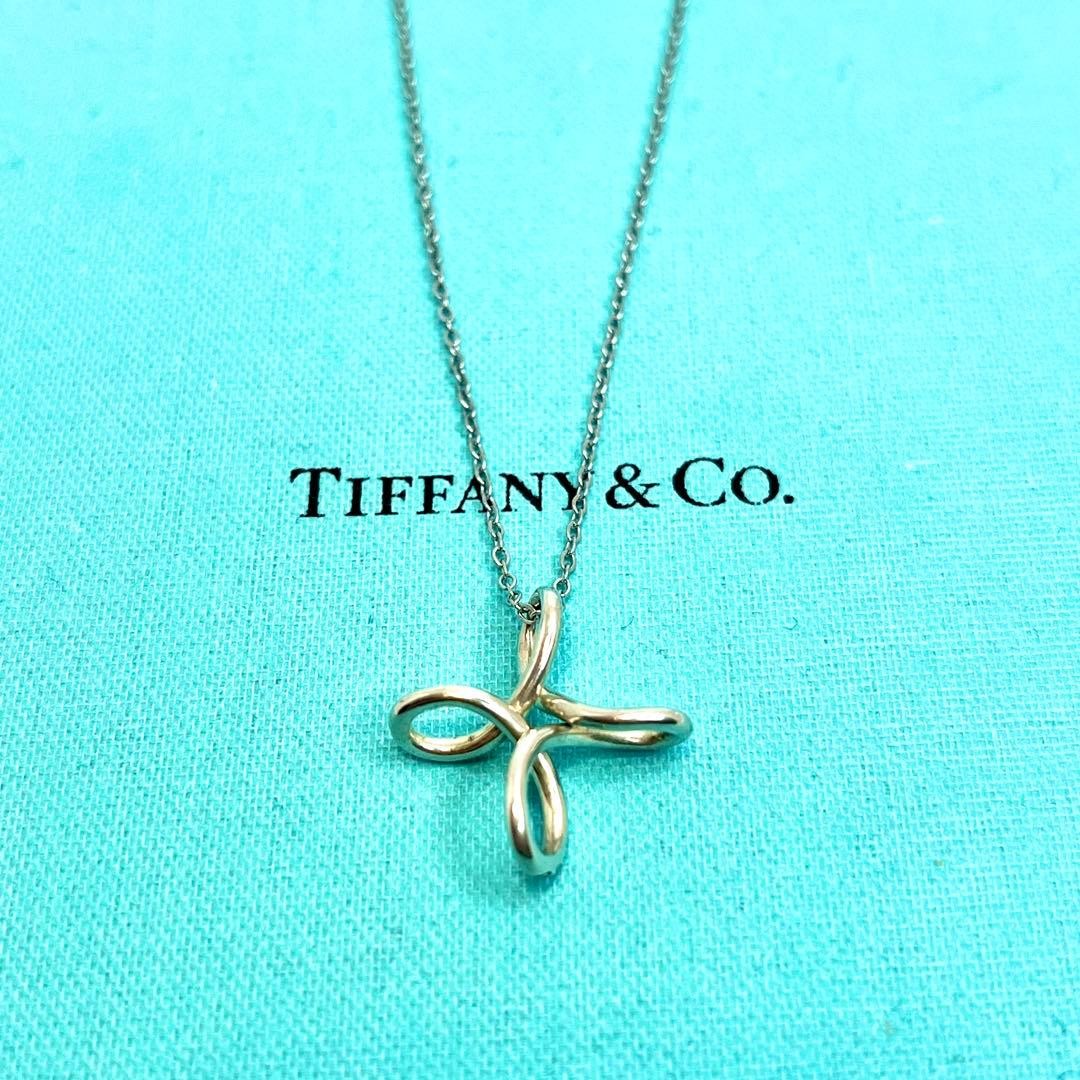 TIFFANY & Co. Infinity Cross Necklace Pendant Silver 925 USED14