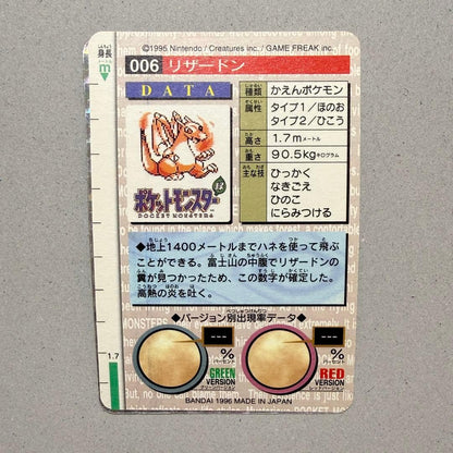 Charizard No.006 Holo Carddass Monsters Collection 1996 Pokemon Card Japanese9
