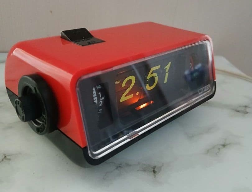 CITIZEN 5RD025 Red Flip Alarm Clock Desk Clock Made in Japan Retro Vintage0