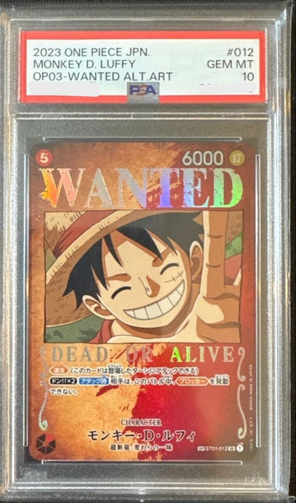 PSA 10 Monkey D. Luffy ST01012 Alt Art WANTED OP03 ONE PIECE Card Japanese0
