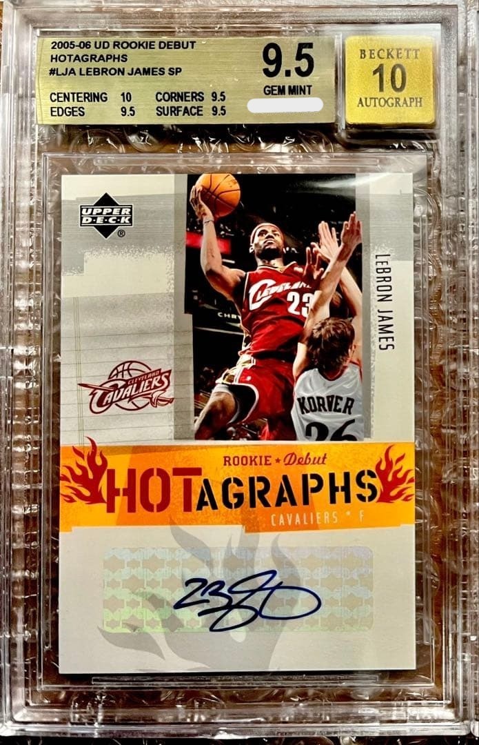 BGS 9.5 GEM MINT LeBron James 2005-06 UD Rookie Debut Hotagraphs Auto SP RC1