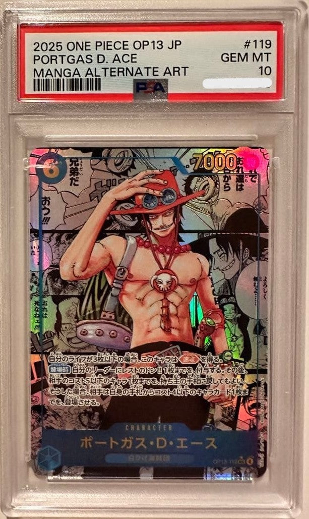 PSA 10 Ace OP13-119 Manga Alt Art Carrying on His Will One Piece Card Japanese0