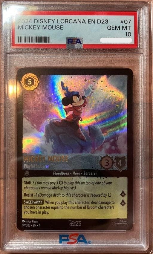 PSA 10 Mickey Mouse Sorcerer D23 Expo Promo Disney Lorcana TCG English Card1