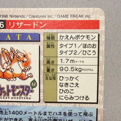 Charizard No.006 Holo Carddass Monsters Collection 1996 Pokemon Card Japanese12