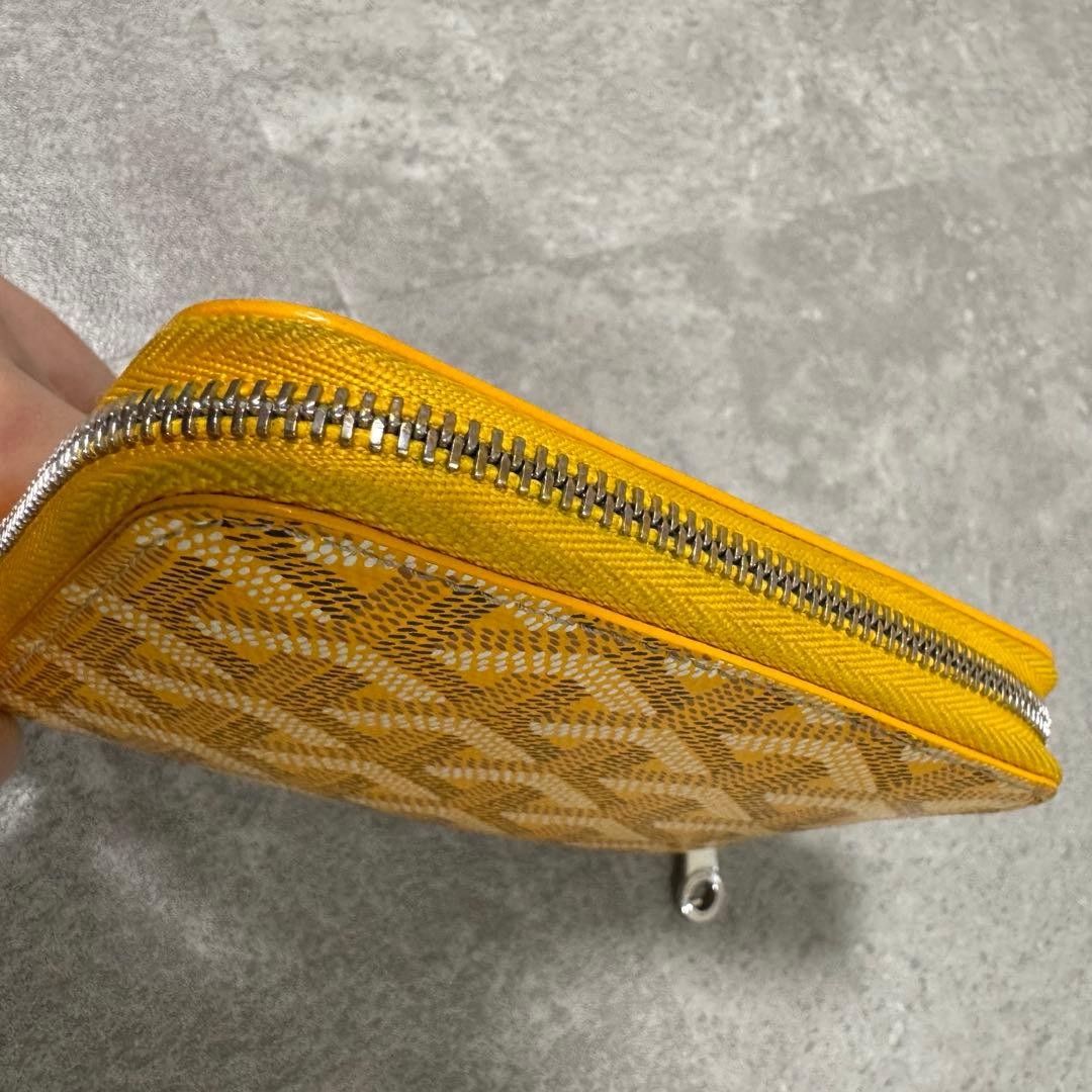 GOYARD Matignon Mini Coin Case Canvas Leather Yellow USED1