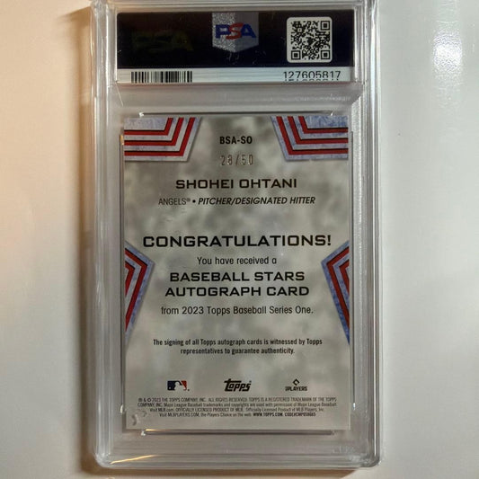 PSA 9 Shohei Ohtani Auto Gold Parallel /50 2023 Topps Baseball Stars #BSASO MINT1